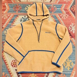 Marmot Lost Corner Tan and Blue Men's Fleece Hoodie Sweater XL